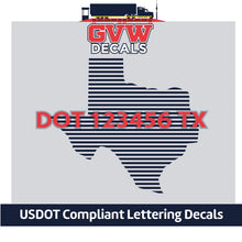 Load image into Gallery viewer, USDOT Number Texas Sticker Decal Lettering (Set of 2)
