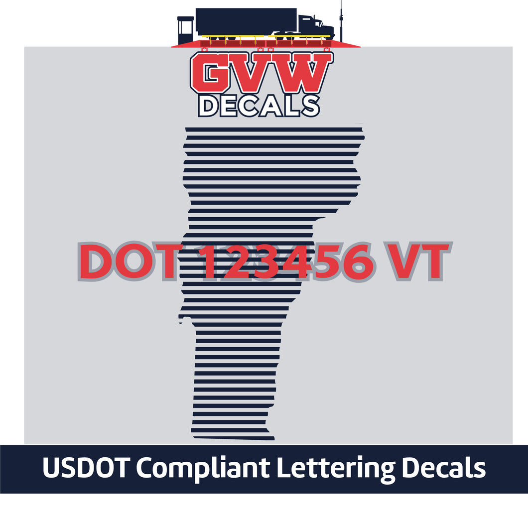 USDOT Number Vermont Sticker Decal Lettering (Set of 2)