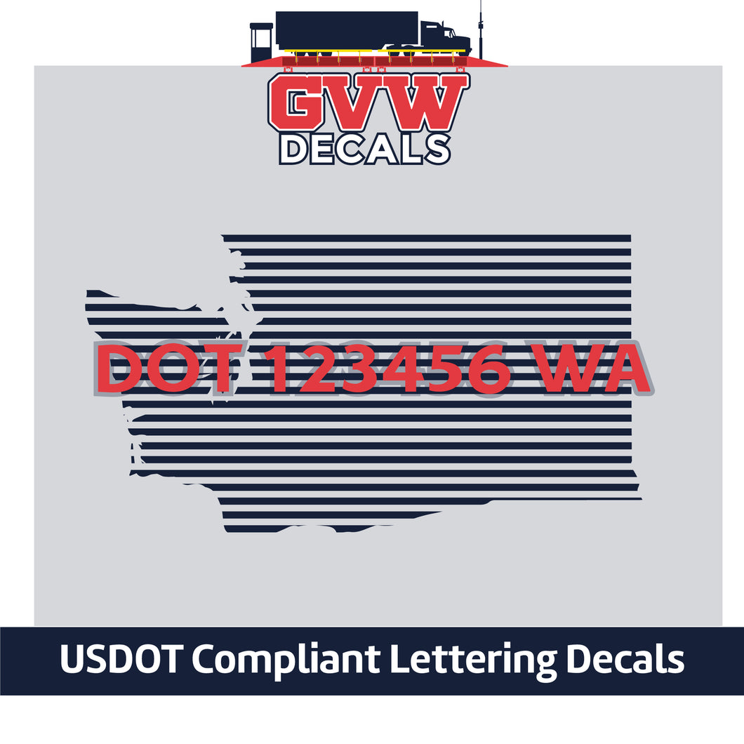 USDOT Number Washington Sticker Decal Lettering (Set of 2)