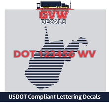 Load image into Gallery viewer, USDOT Number West Virginia Sticker Decal Lettering (Set of 2)
