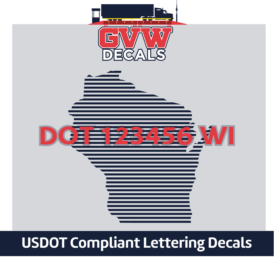 USDOT Number Wisconsin Sticker Decal Lettering (Set of 2)