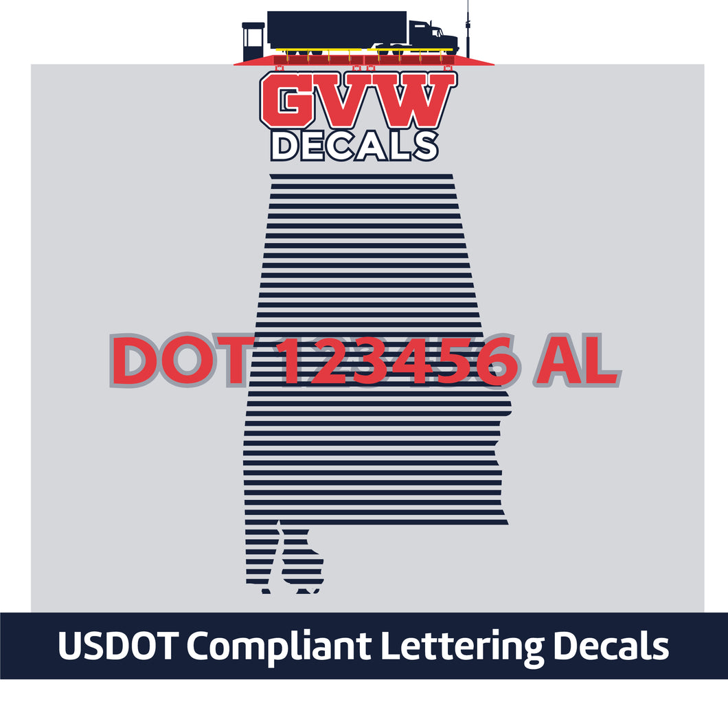 USDOT Number Alabama Sticker Decal Lettering (Set of 2)