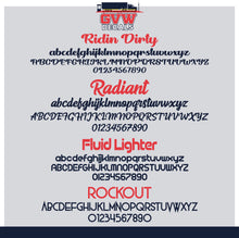 Load image into Gallery viewer, Company Name, USDOT, MC, GVW, CA &amp; KYU Lettering Decal Sticker (Set of 2) [6 Rows of Text]
