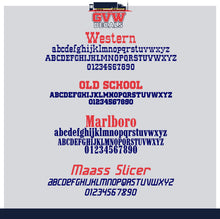 Load image into Gallery viewer, Company Name with USDOT, MC &amp; TXDOT Number Sticker Decal (Set of 2) [4 Rows of Text]
