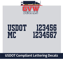 Load image into Gallery viewer, US DOT &amp; MC Number Sticker Decal Lettering (Set of 2) [2 Rows of Text]
