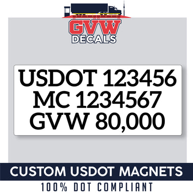 usdot mc gvw magnetic sign